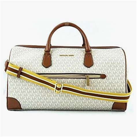 michael kors signature pvc|Michael Kors Travel Large Duffle Bag in PVC Signature (vanilla).